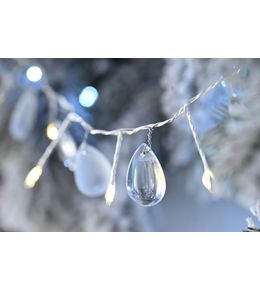 Guirlande lumineuse, gouttes d'eau en verre, LED blanc chaud - L.2m