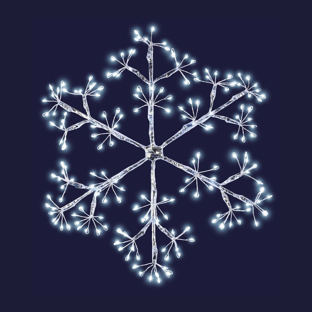 Décoration flocon lumineux, micro LED blanc pur - D.30cm