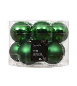 Lot de 10 boules de Noël en verre, coloris vert - D.6cm