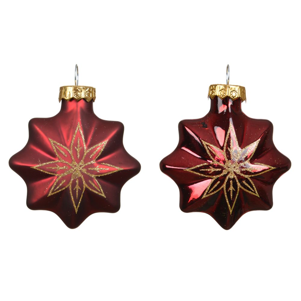 Assortiment de 6 suspensions de Noël, coloris bordeaux