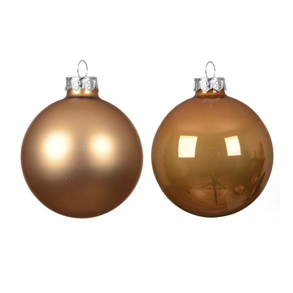 Lot de 10 boules de Noël en verre, coloris caramel - D.8cm