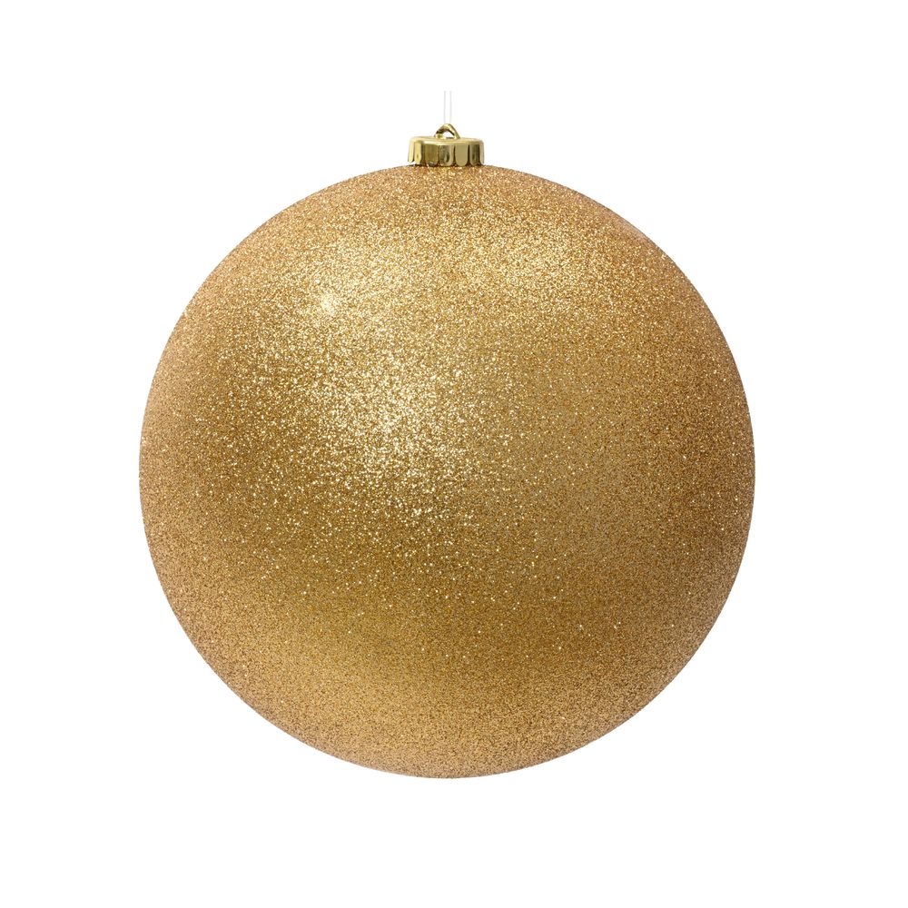 Boule de Noël pailletée, coloris or - D.14cm