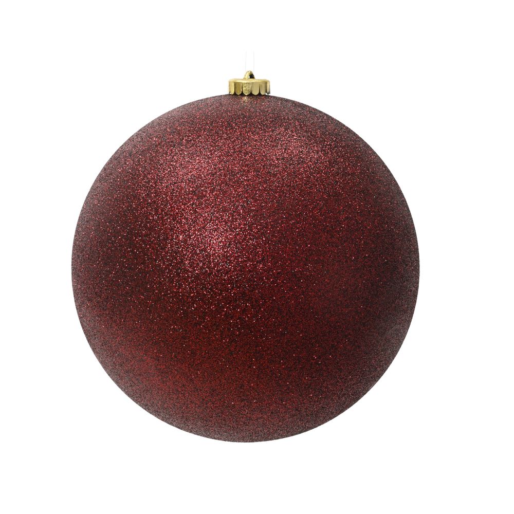Boule de Noël pailletée, coloris bordeaux - D.14cm