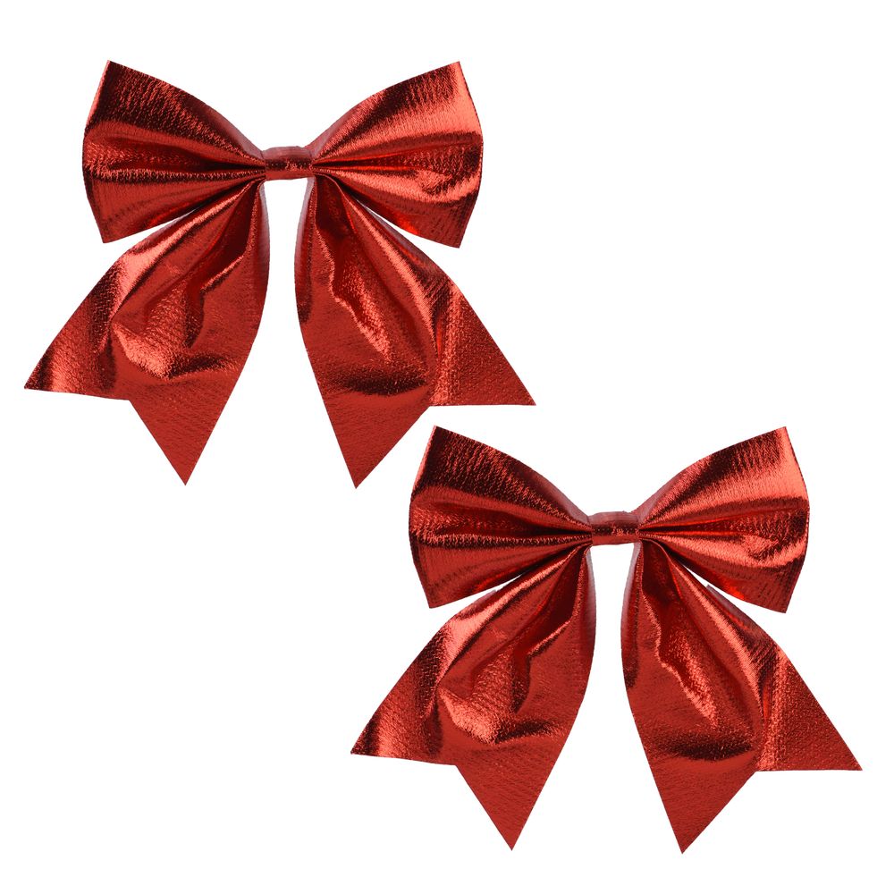 Lot de 2 nœuds de Noël, coloris rouge - H.17cm