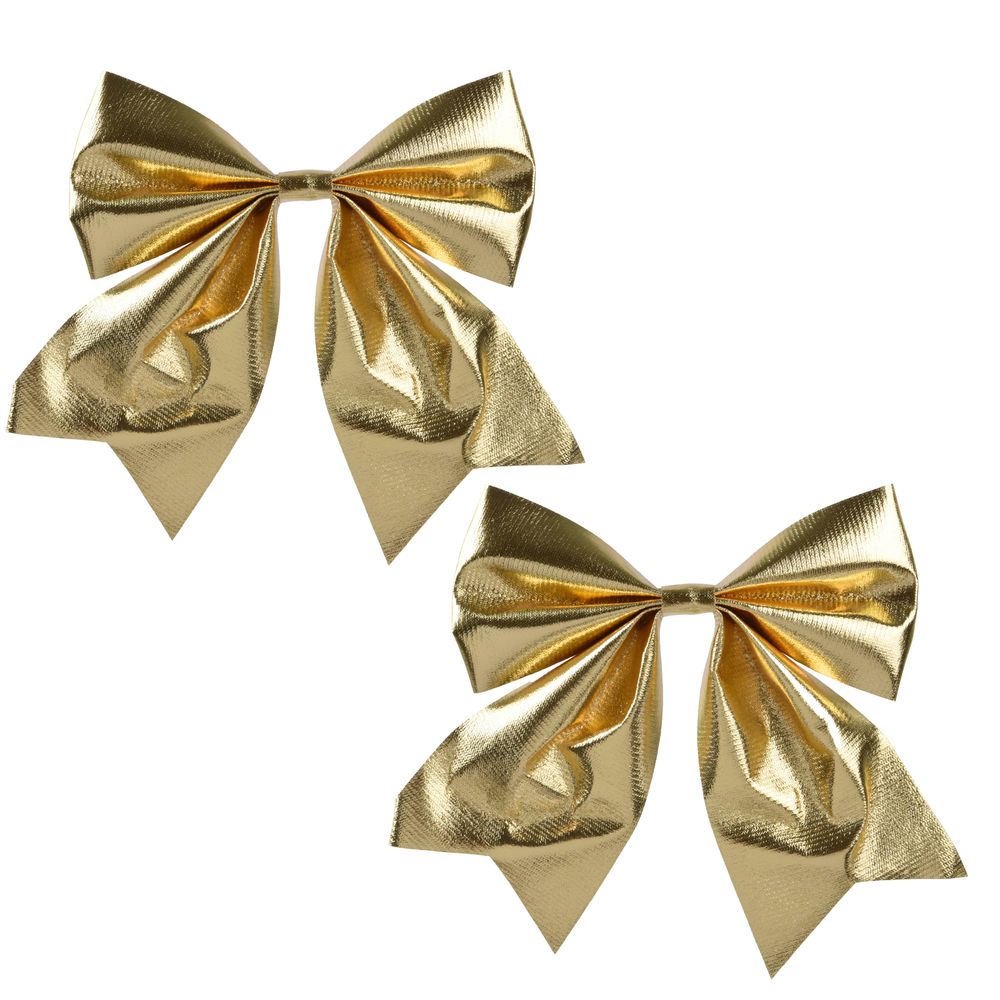 Lot de 2 nœuds de Noël, coloris or - H.17cm