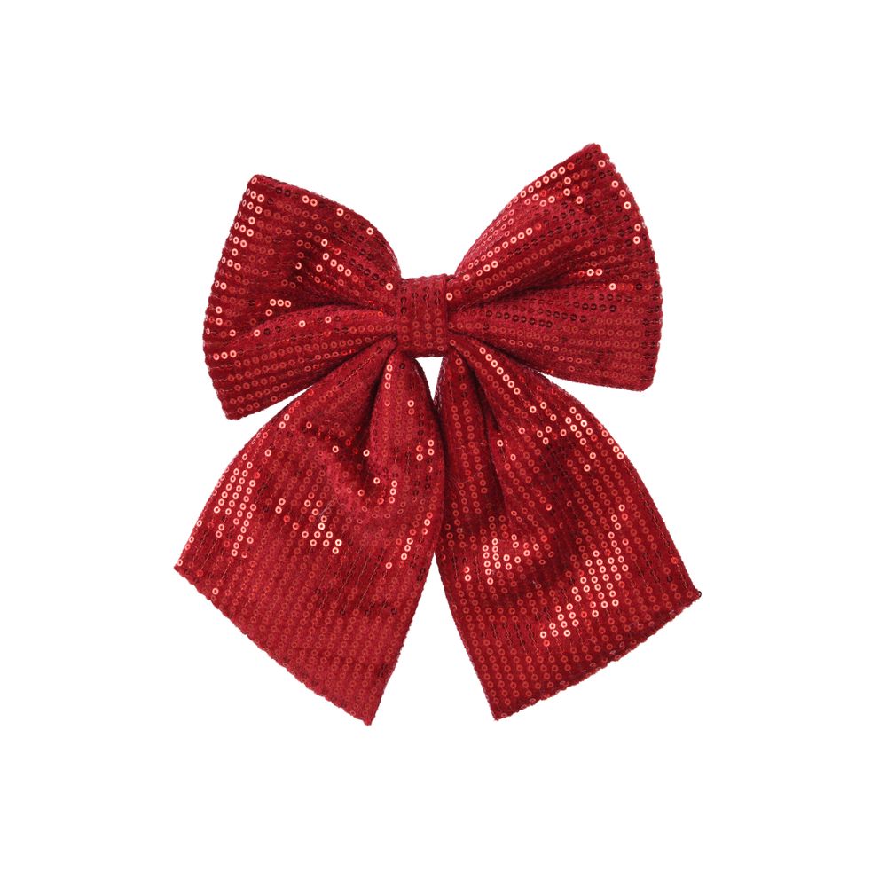 Nœud de Noël avec sequins, coloris rouge - H.13cm