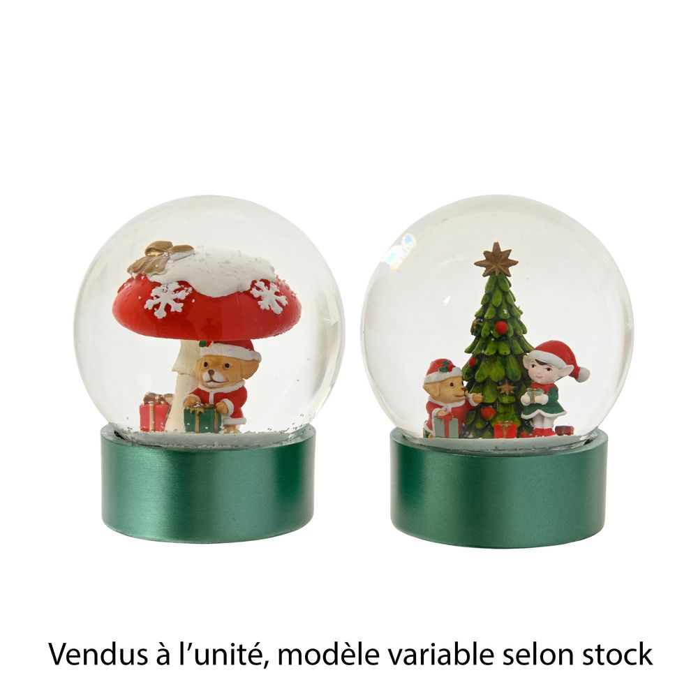 Boule à neige en verre, modèle variable - H.13,3cm