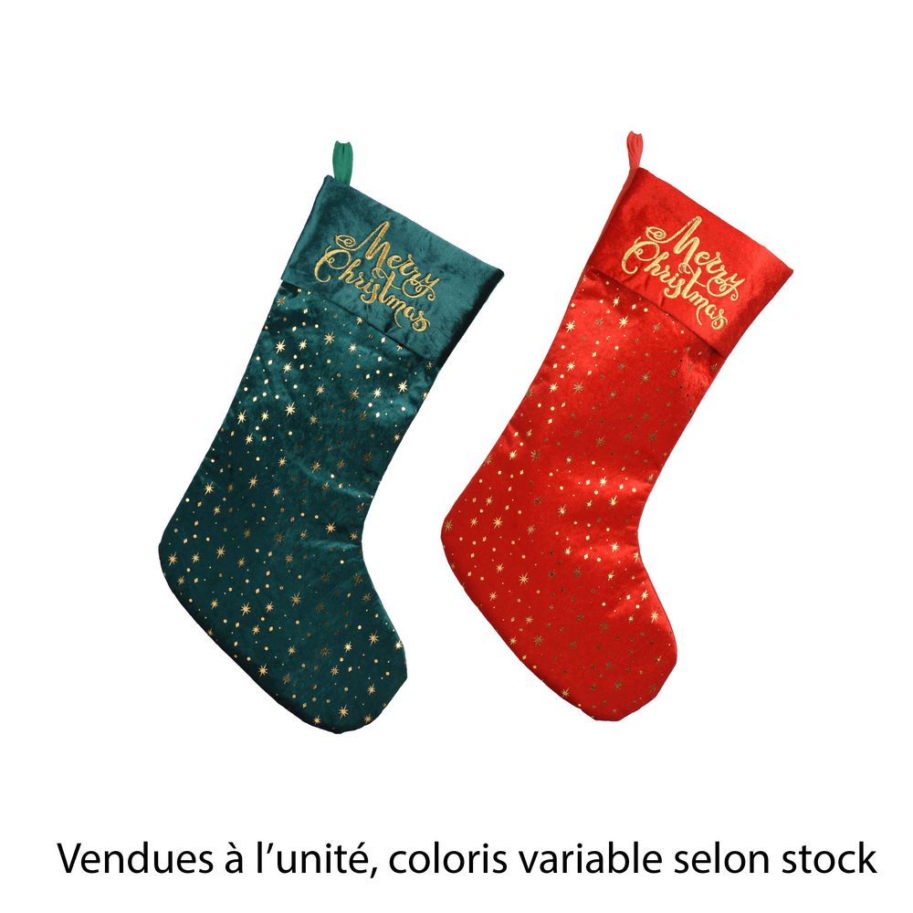 Chaussette de Noël en velours, coloris variable - H.54cm