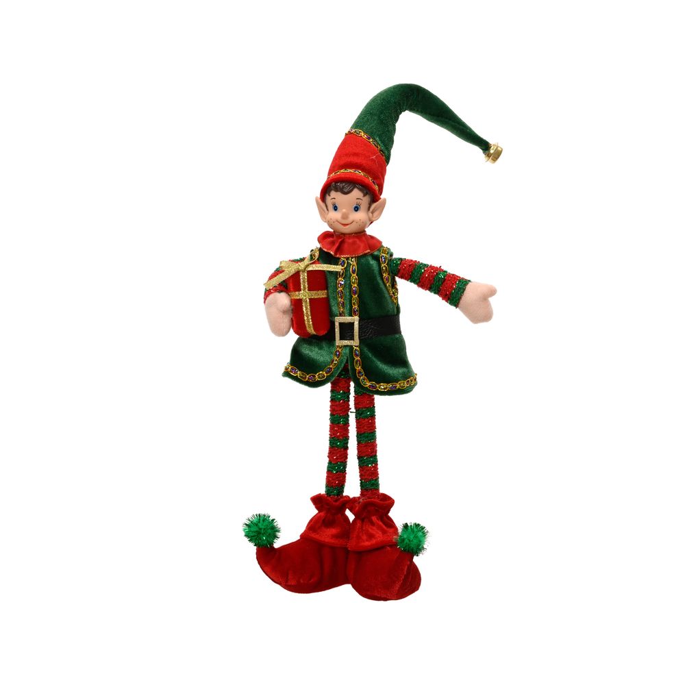 Elfe de Noël, coloris rouge et vert -H.39cm