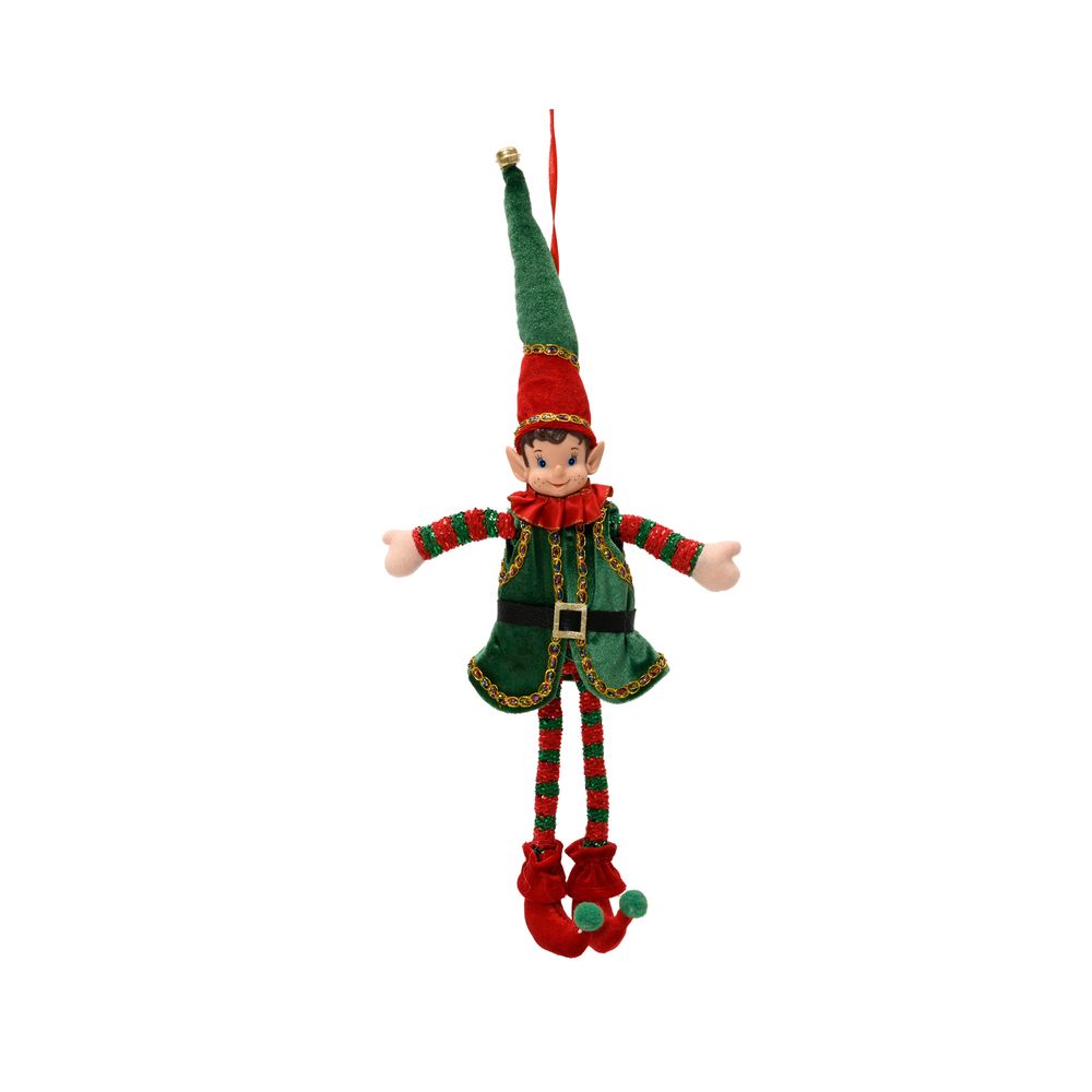 Elfe de Noël, coloris rouge et vert -H.39cm