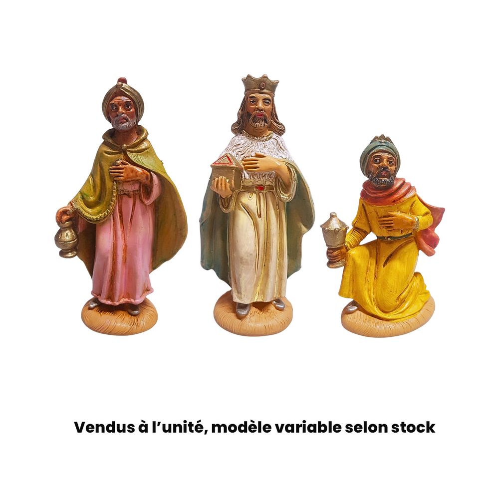 Santon pour crèche de Noël : roi mage bois, modèles variables - H.10cm
