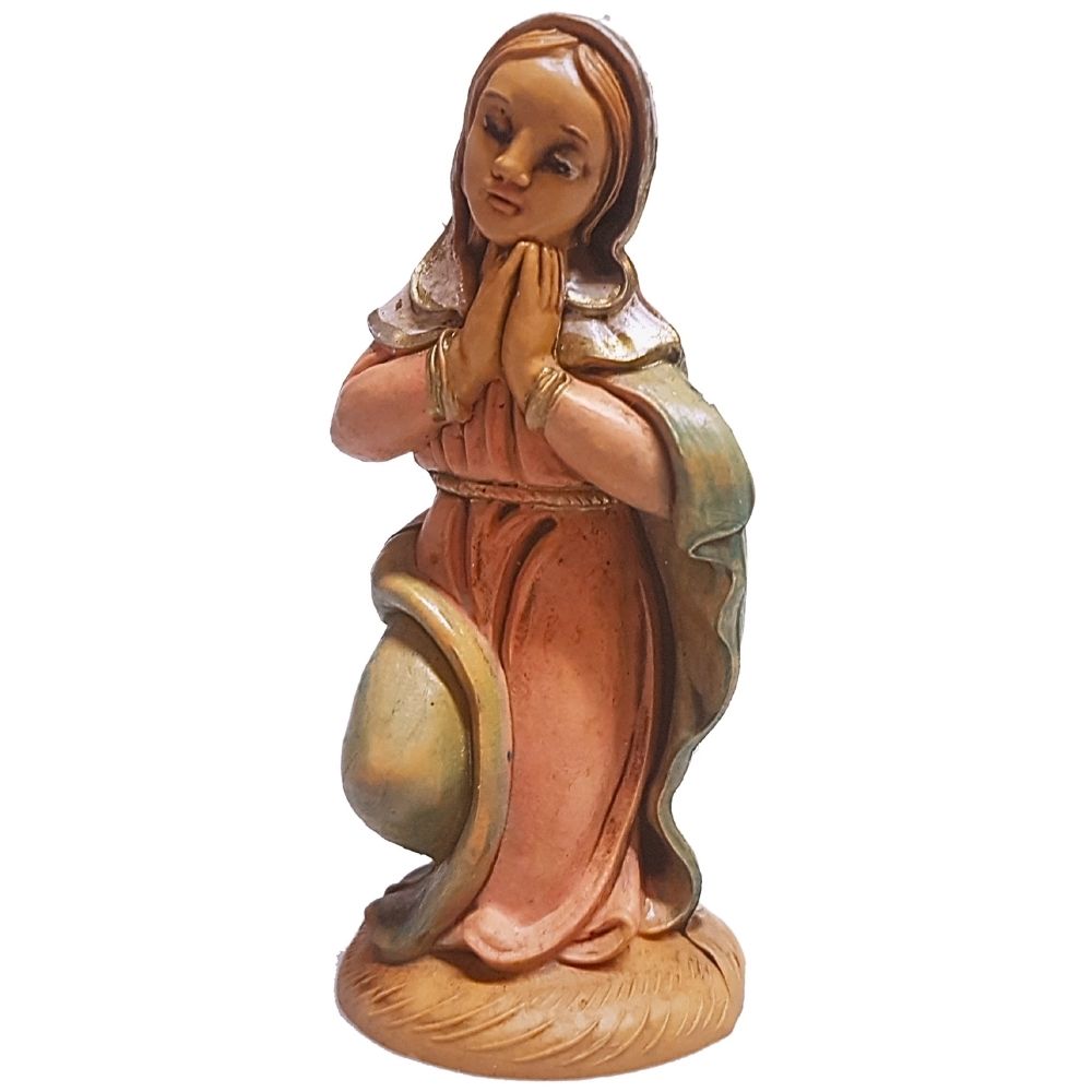 Santon pour crèche de Noël : la Vierge Marie, effet bois - H.10cm