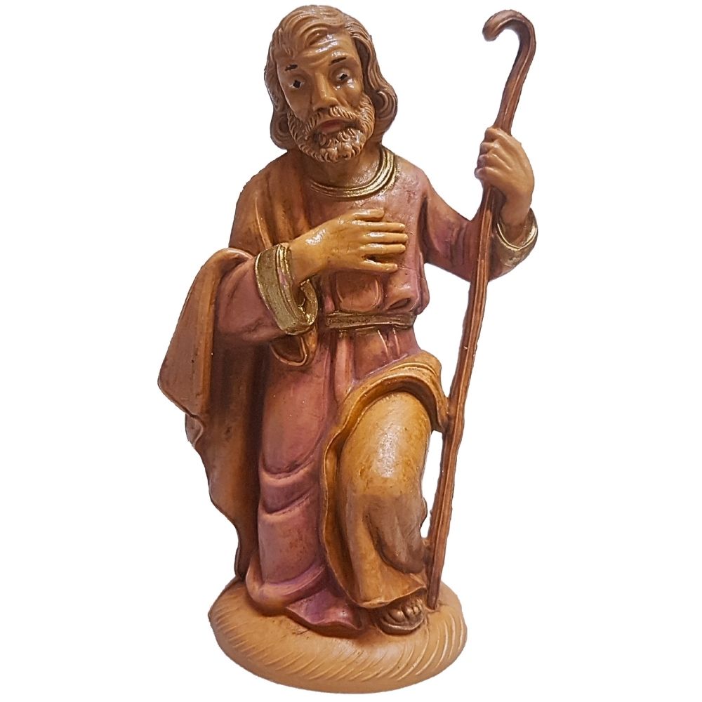 Santon pour crèche de Noël : Joseph, effet bois - H.10cm
