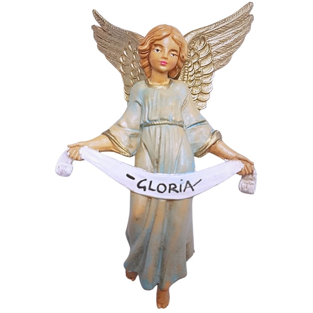 Santon pour crèche de Noël : ange Gloria, effet bois - H.10cm