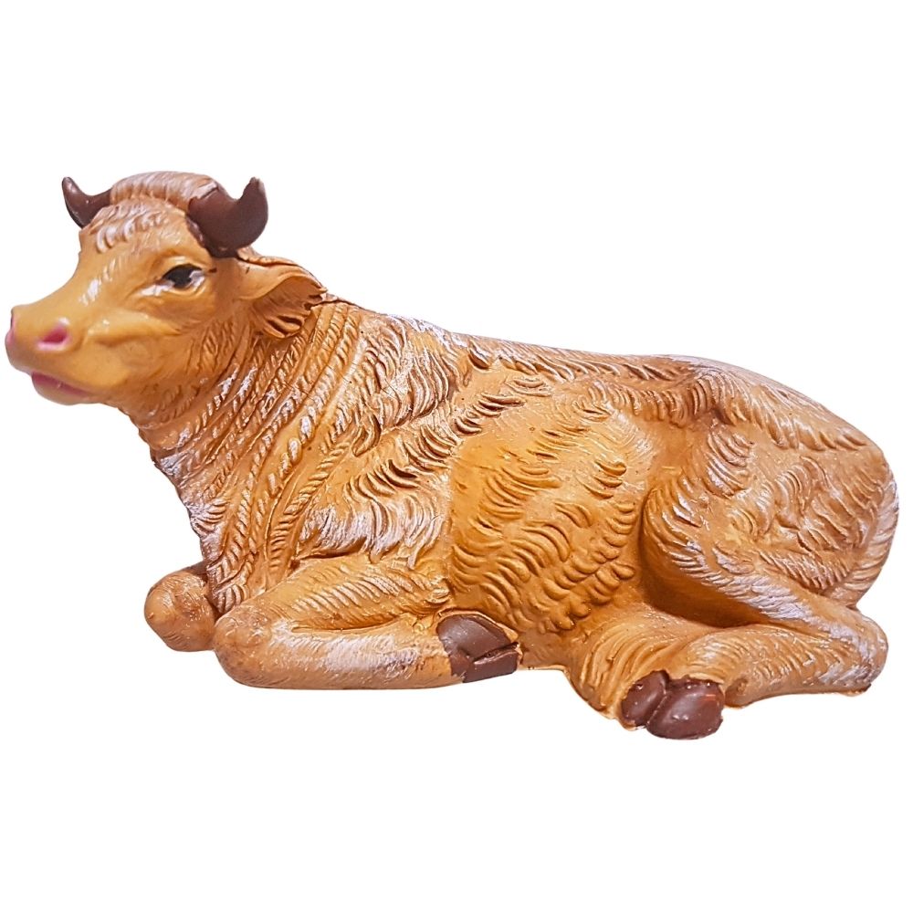 Santon pour crèche de Noël : bœuf couché - L.10cm