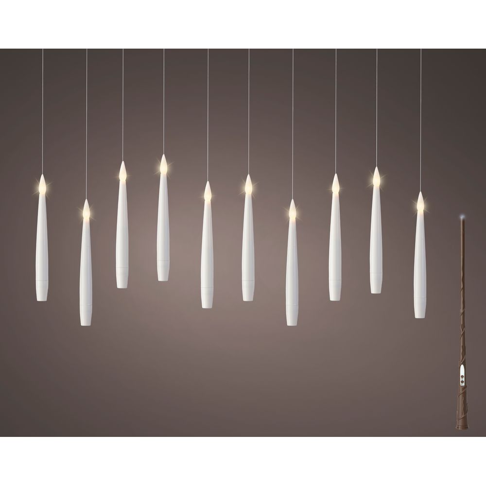 Lot de 10 bougies lumineuses à suspendre, LED blanc chaud - H.15cm