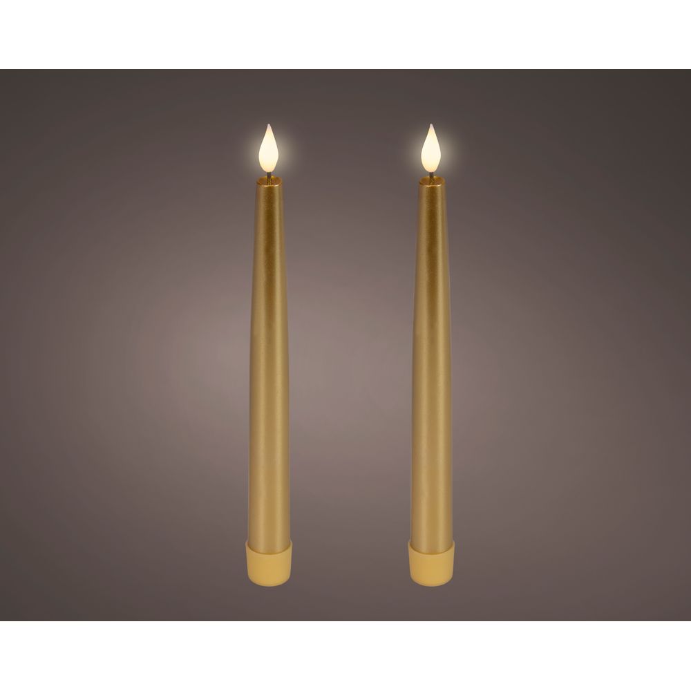 2 bougies à LED blanc chaud - H.24,5cm