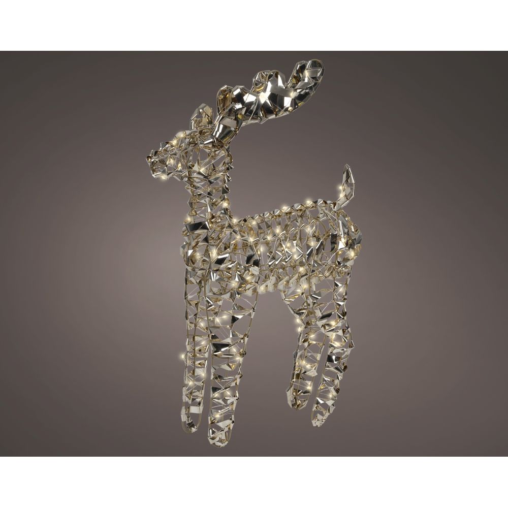 Décoration de Noël 'Renne', micro LED blanc chaud - H.66cm