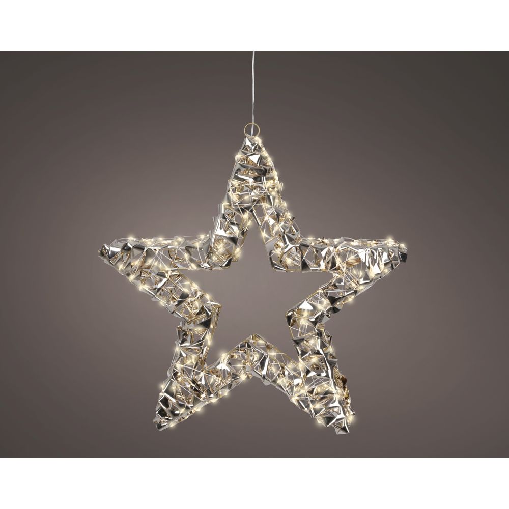 Étoile de Noël à suspendre, micro LED blanc chaud - L.8cm