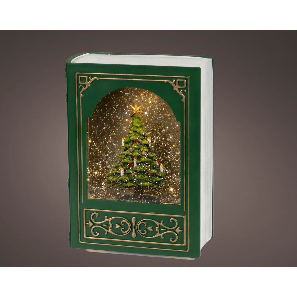 Décoration de Noël livre 'Lanterne à eau', LED blanc chaud - H.23,5cm
