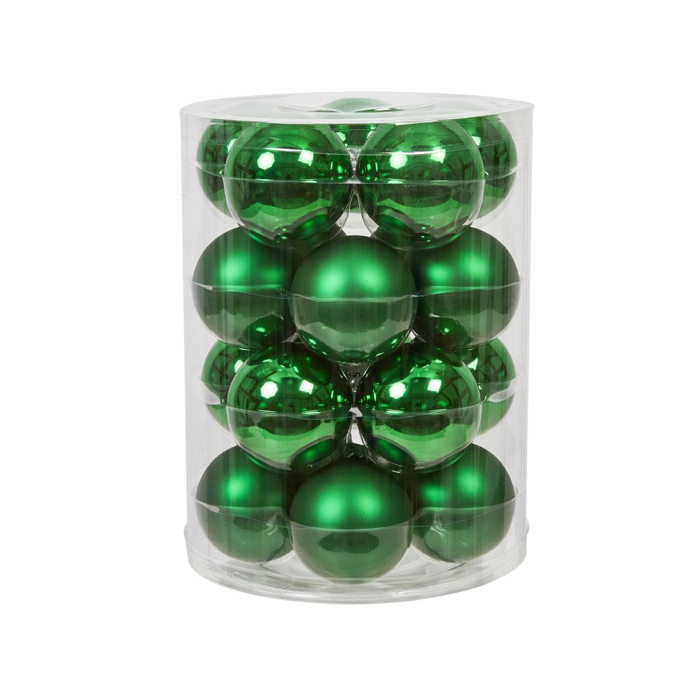Assortiment 20 boules de Noël en verre, coloris vert - D.6cm