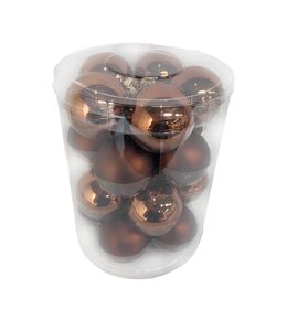 Assortiment 20 boules de Noël en verre, coloris caramel foncé - D.6cm