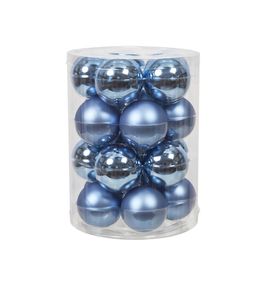 Assortiment 20 boules de Noël en verre, coloris bleu - D.6cm