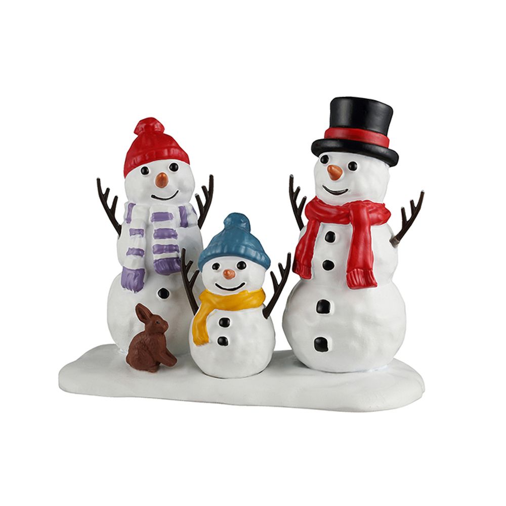Figurine de Noël : famille du bonhomme de neige - H.6,7cm