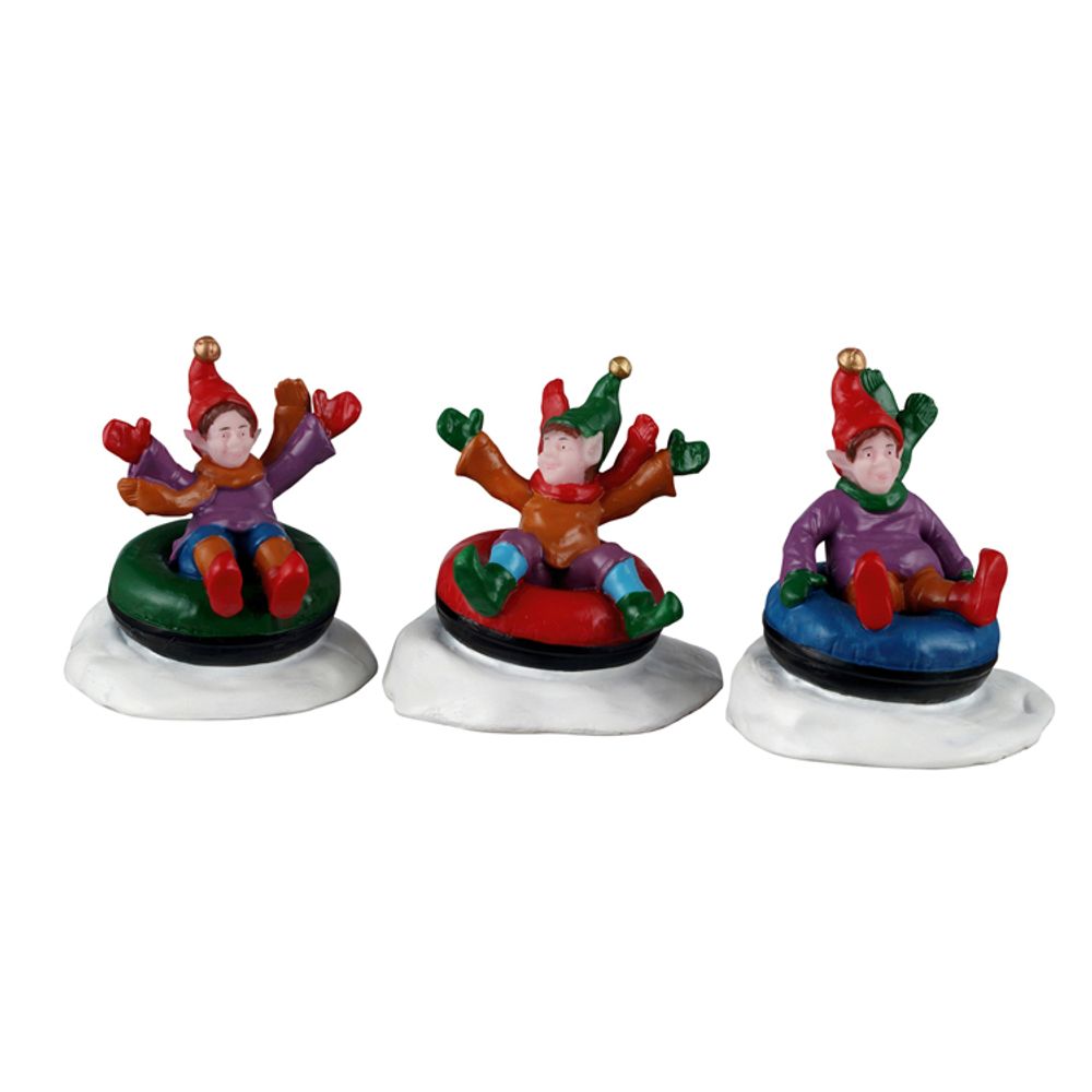 Lot de 3 figurines de Noël : les amateurs de bouées sur neige