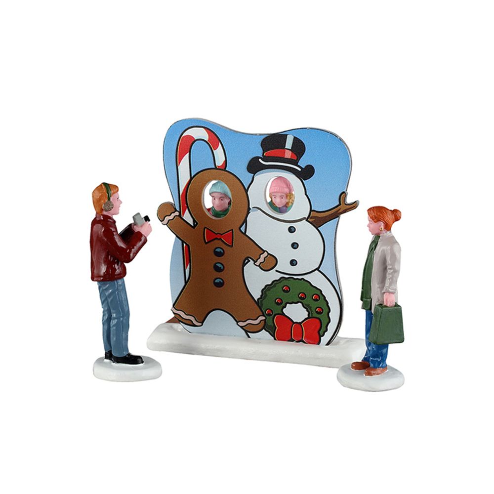 Lot de 3 figurines de Noël : séance photo givrée - H.8,3cm