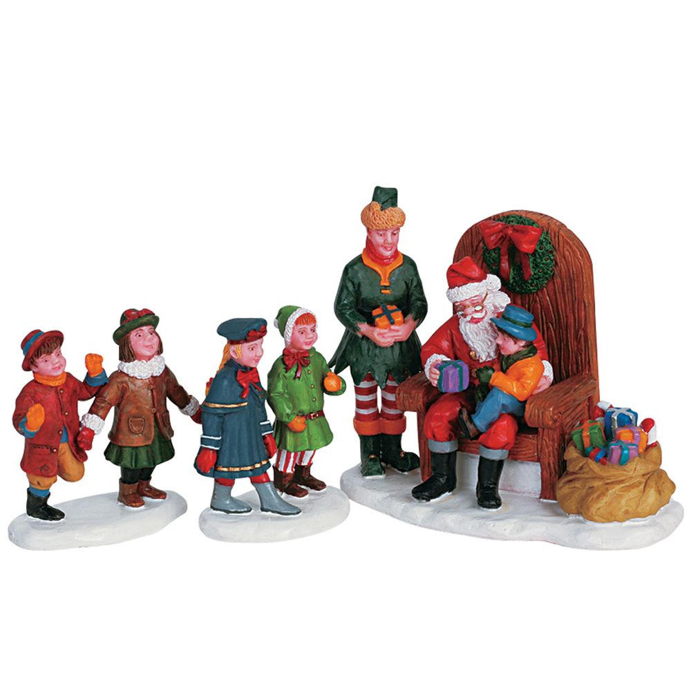 Lot de 3 figurines : visite au père Noël - H.7,2cm
