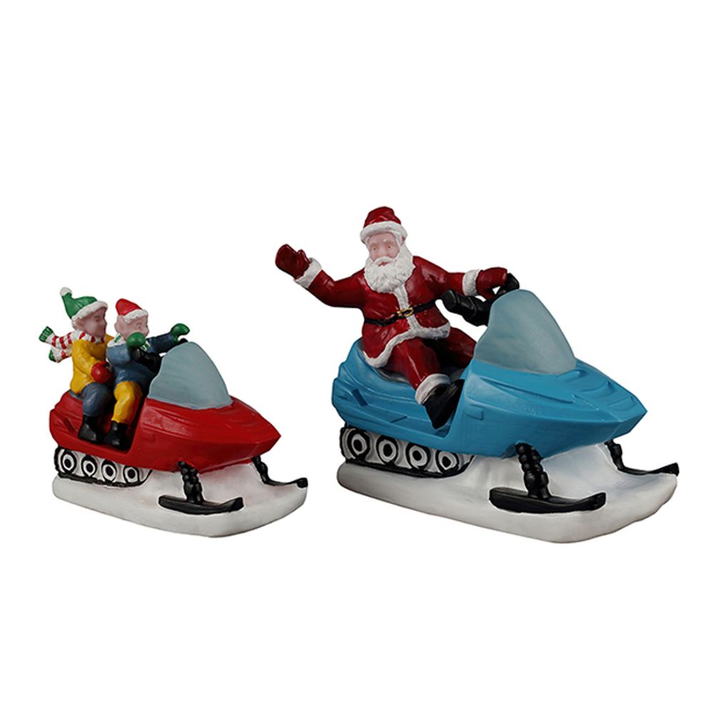 Lot de 2 figurines : le jour de congé du père Noël - H.6cm