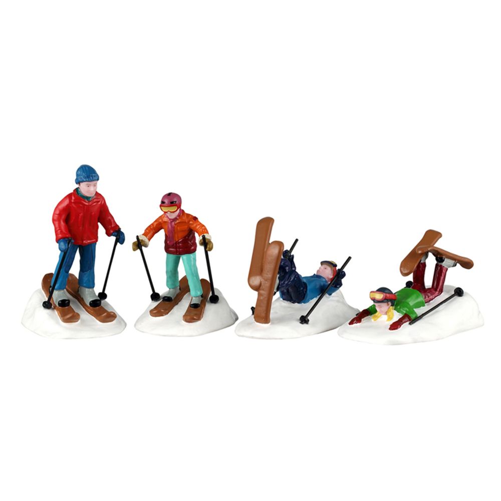 Lot de 4 figurines de Noël : cours de ski - H.7cm