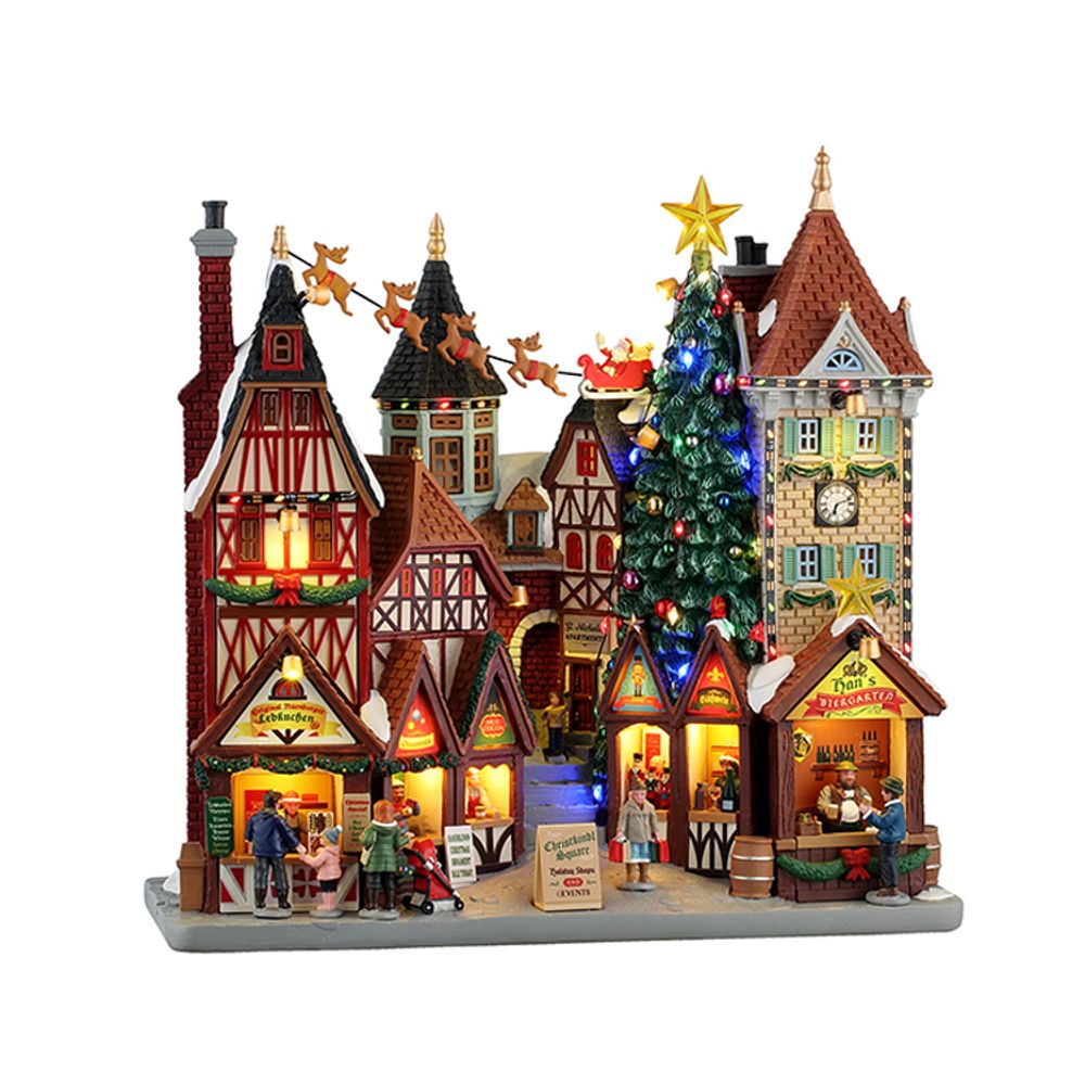 Scène lumineuse de Noël 'Place Christkindl' - H.27,5cm