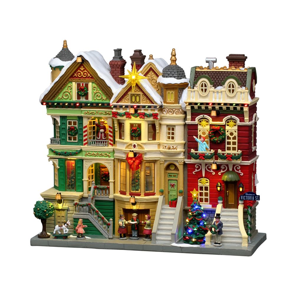 Scène lumineuse 'Noël dans la rue Victoria' - H.26cm