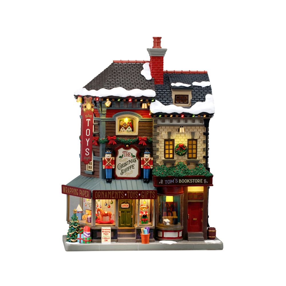 Scène lumineuse 'La boutique de Noël' - H.28cm