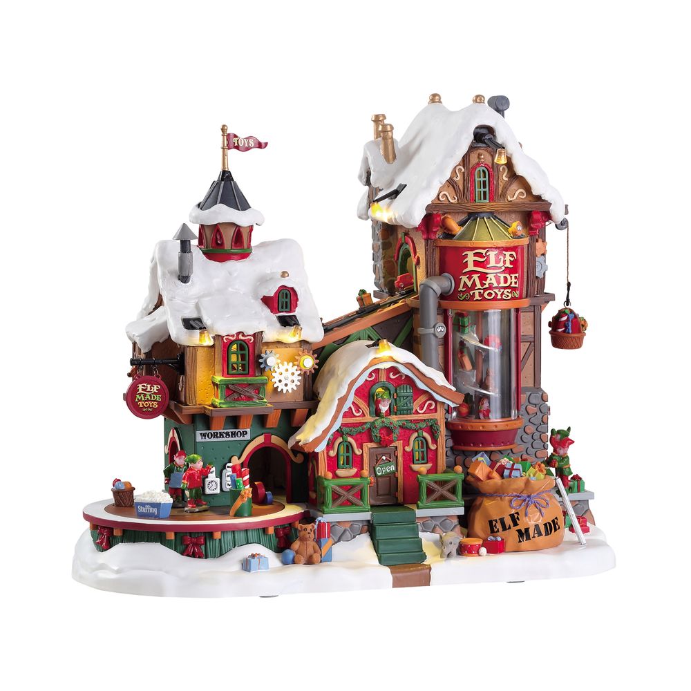 Scène animée de Noël 'Fabrique de jouets Elf Made' - H.26,5cm