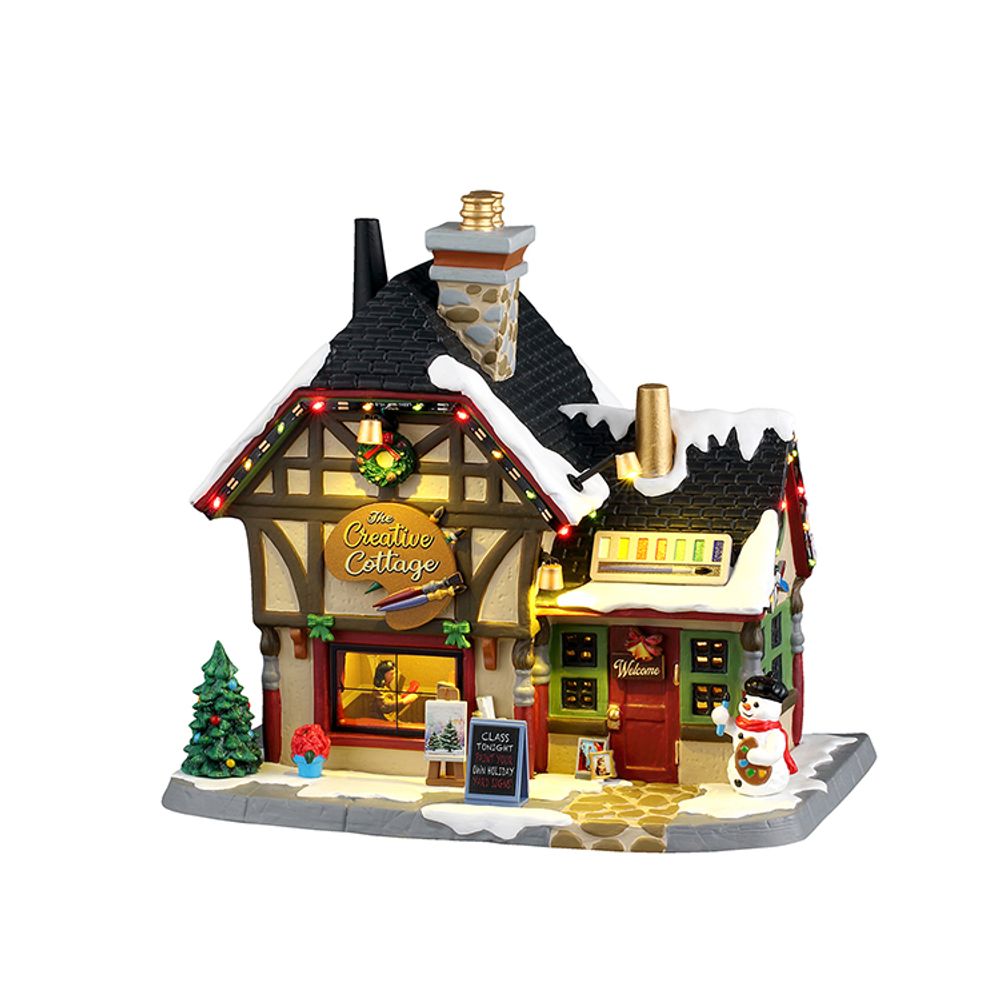 Scène lumineuse de Noël 'Le chalet créatif' - H.18cm