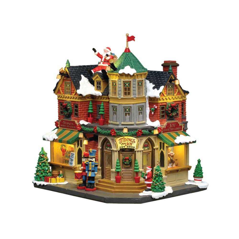 Scène lumineuse de Noël 'Joie et bonnes nouvelles' - H.23,5cm