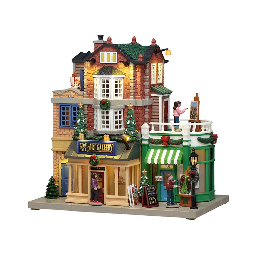Scène lumineuse de Noël 'Galerie d'art de la vieille ville' - H.20,5cm
