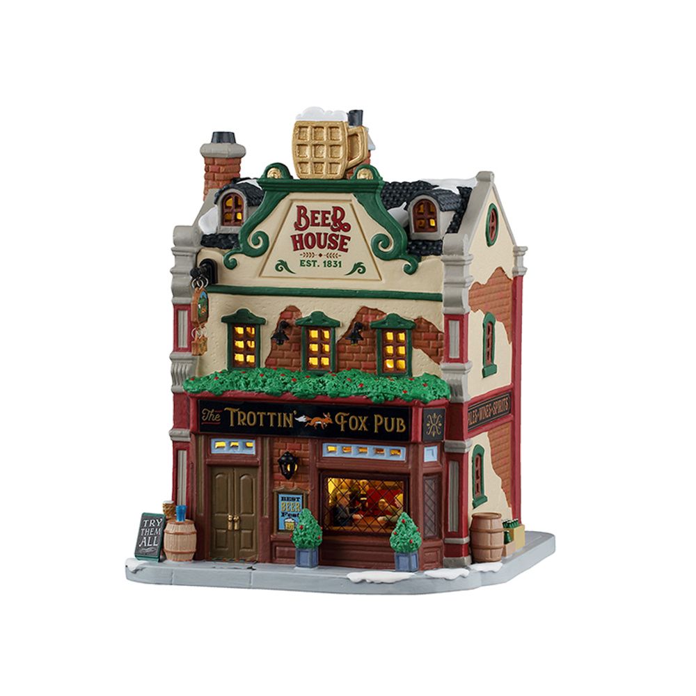 Scène lumineuse de Noël 'Le pub Trottin's Fox' - H.21cm
