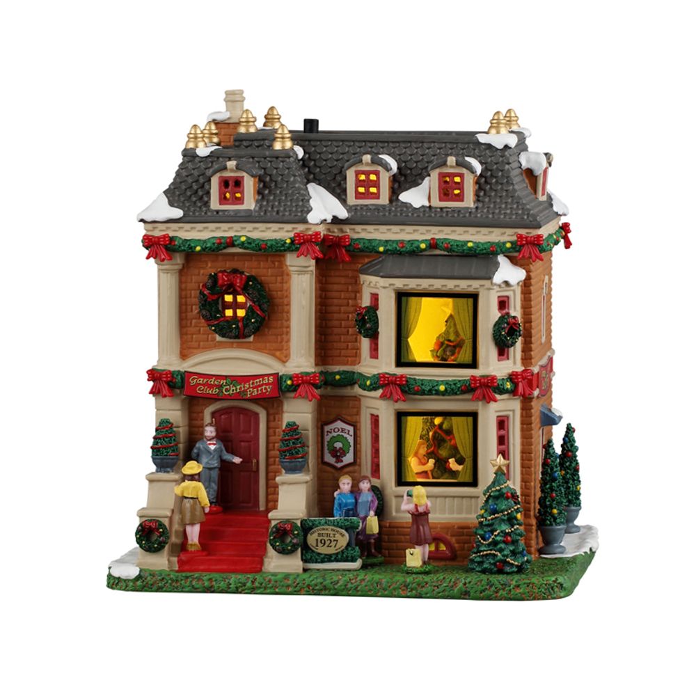 Scène lumineuse 'Fête de Noël du Garden Club' - H.20cm