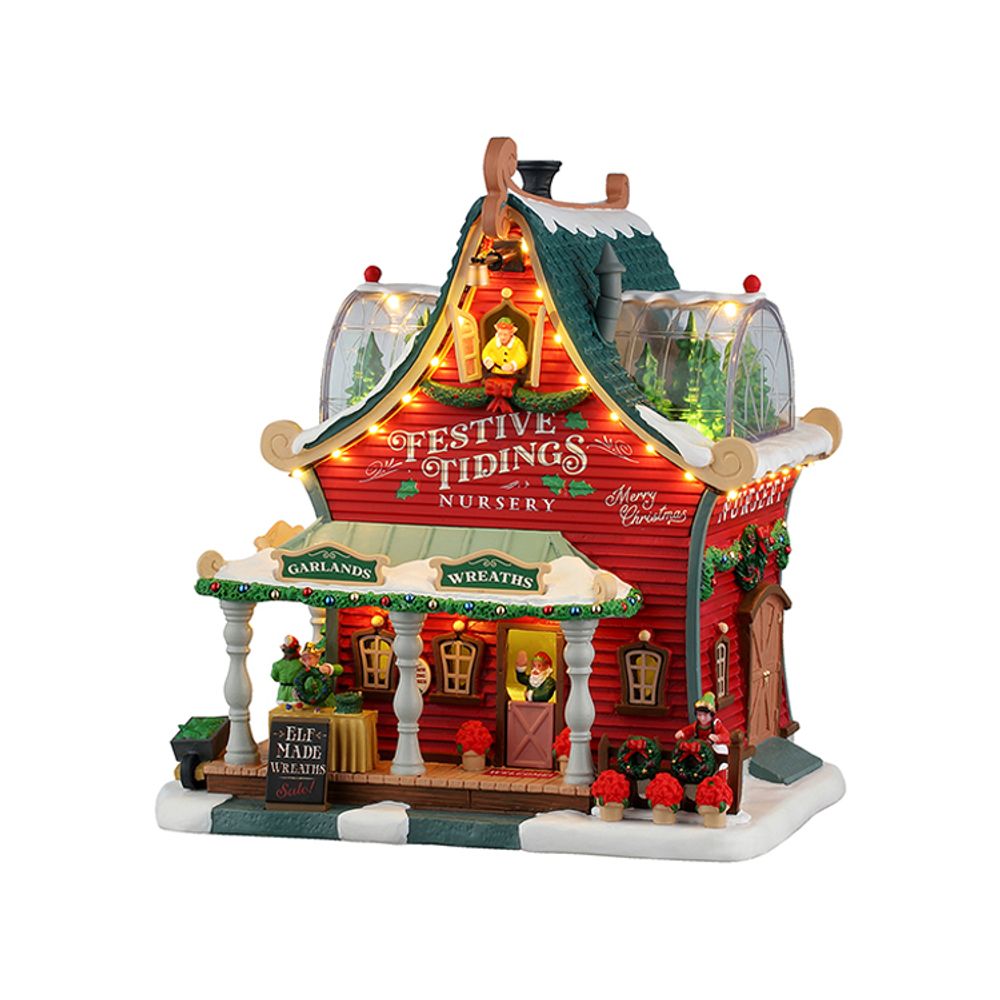 Scène lumineuse de Noël 'Pépinière de vœux festifs' - H.22cm