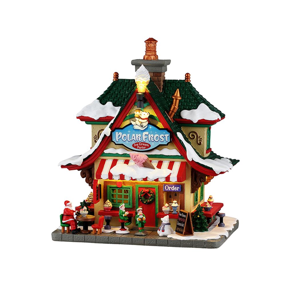 Scène lumineuse de Noël 'Salon de glaces Polar Frost' - H.21cm