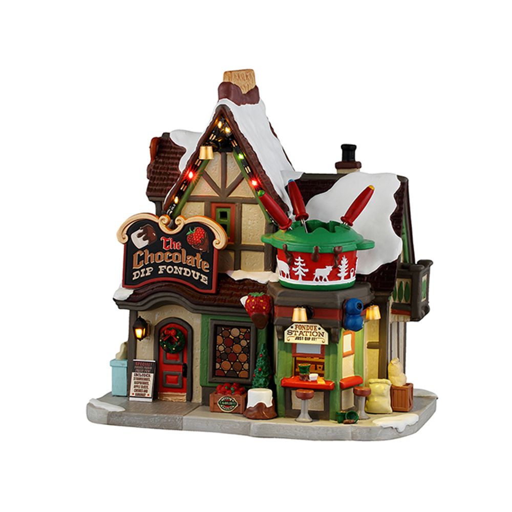 Scène lumineuse de Noël 'La fondue au chocolat' - H.18cm