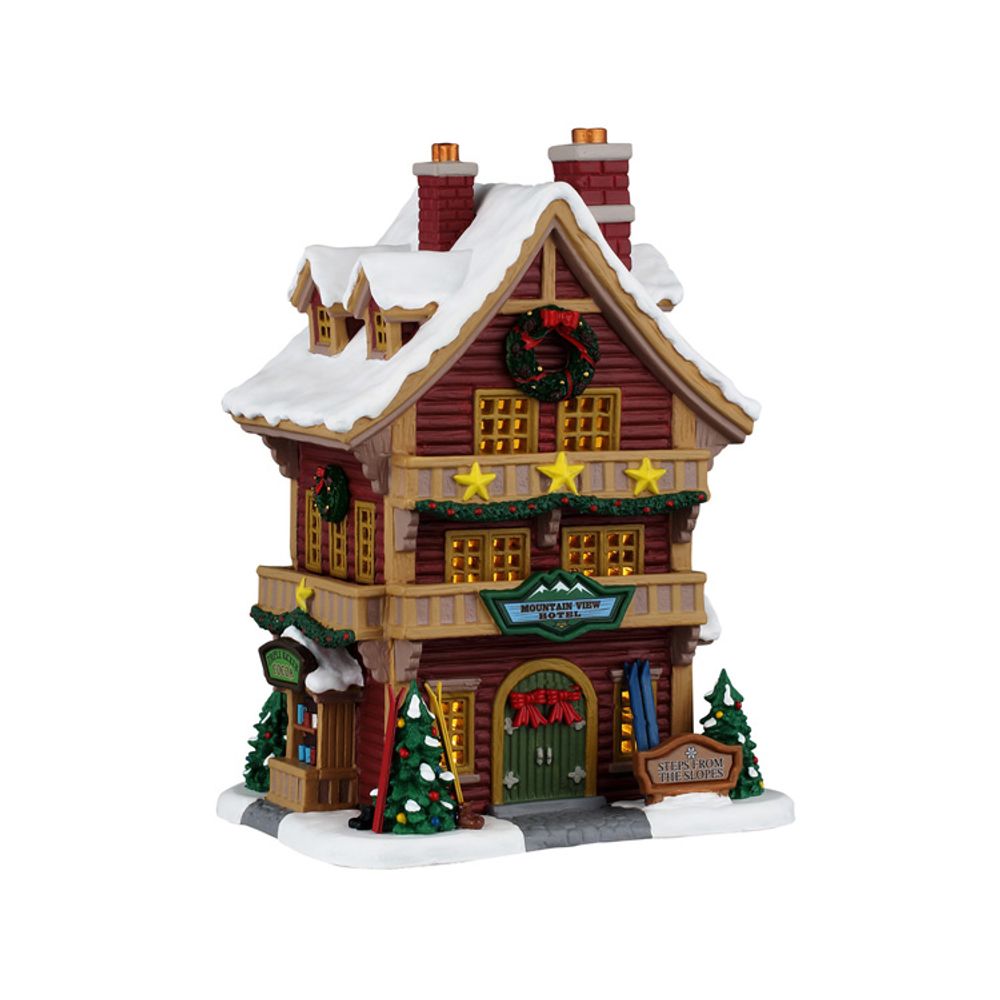 Scène lumineuse de Noël 'Hôtel Mountain View' - H.21cm