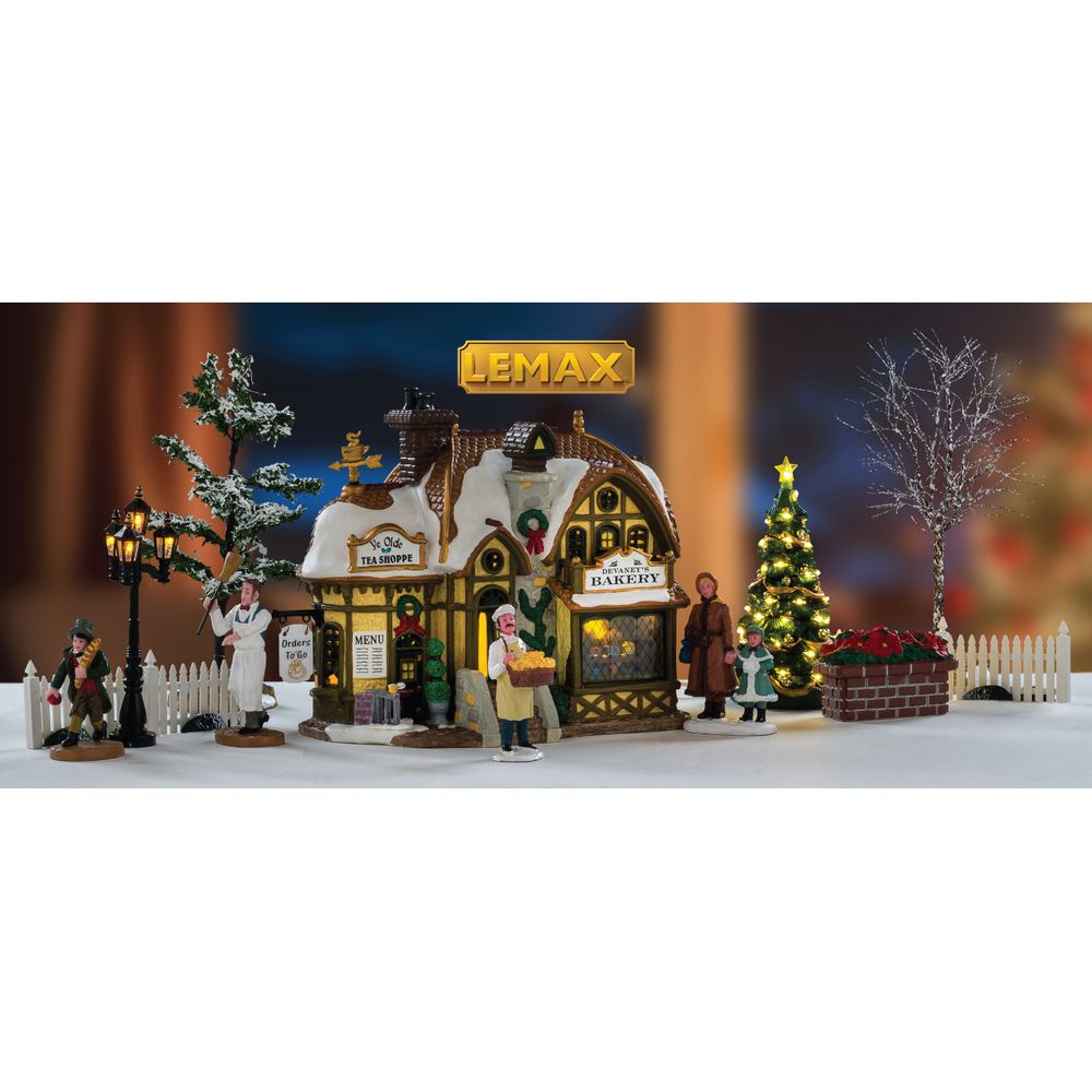 Scène lumineuse de Noël 'Boulangerie Devaney' avec accessoires