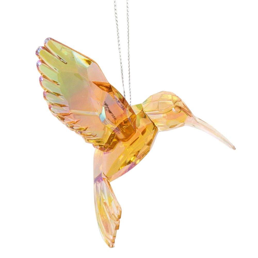 Suspension de Noël : colibri, coloris pêche - H.10cm