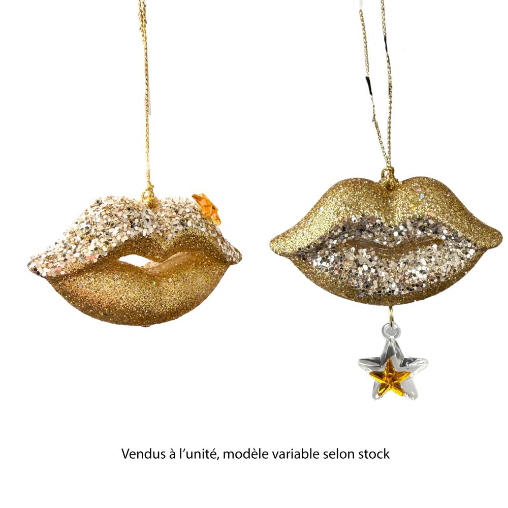 Suspension de Noël : bouche, modèles variables - H.6cm