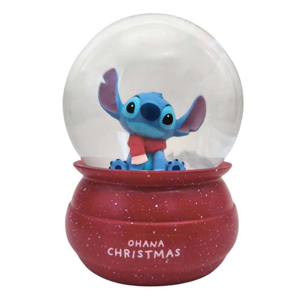Boule à neige : Stitch avec son écharpe, coloris rouge - H.11cm